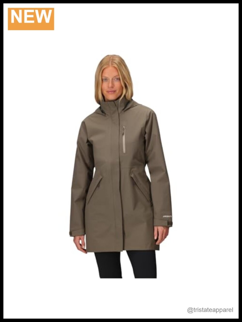 Waterproof 3L Rain Trench Coat Recycled Nylon Adjustable Hood